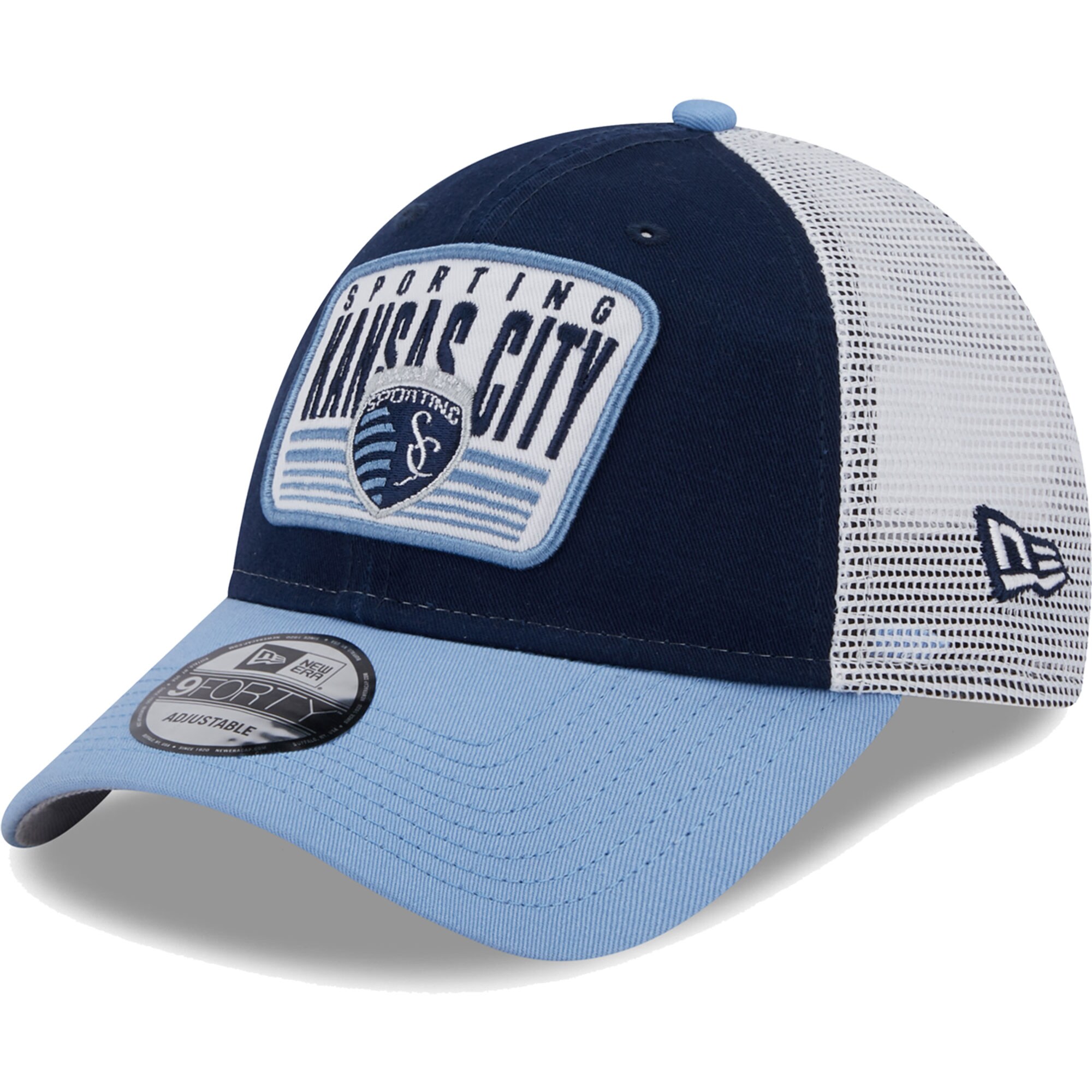 men8217s sporting kansas city new era navylight blue patch 9forty trucker snapback hat | Inter Miami CF Jerseys, Hats, and MLS Fan Gear