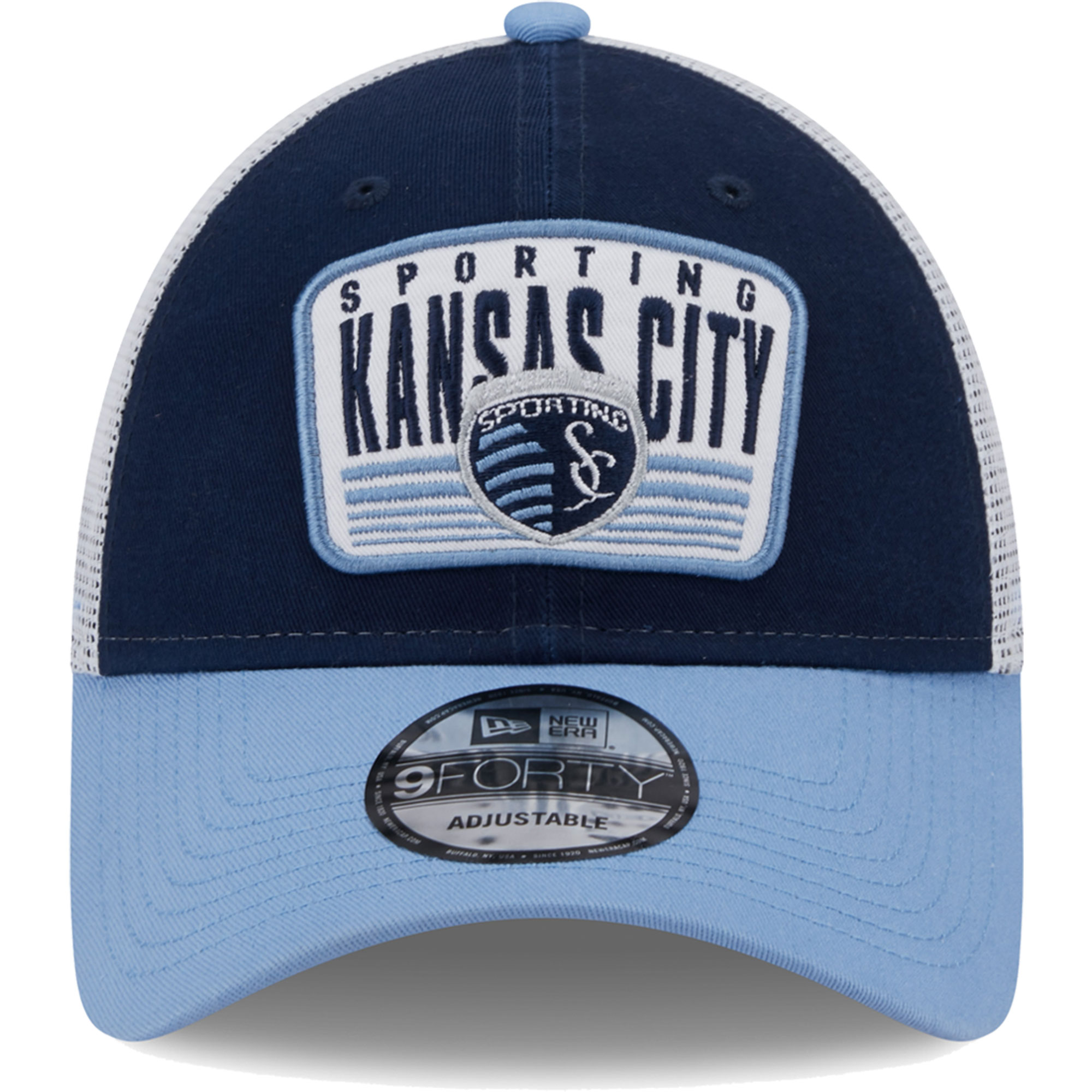 men8217s sporting kansas city new era navylight blue patch 9forty trucker snapback hat | Inter Miami CF Jerseys, Hats, and MLS Fan Gear