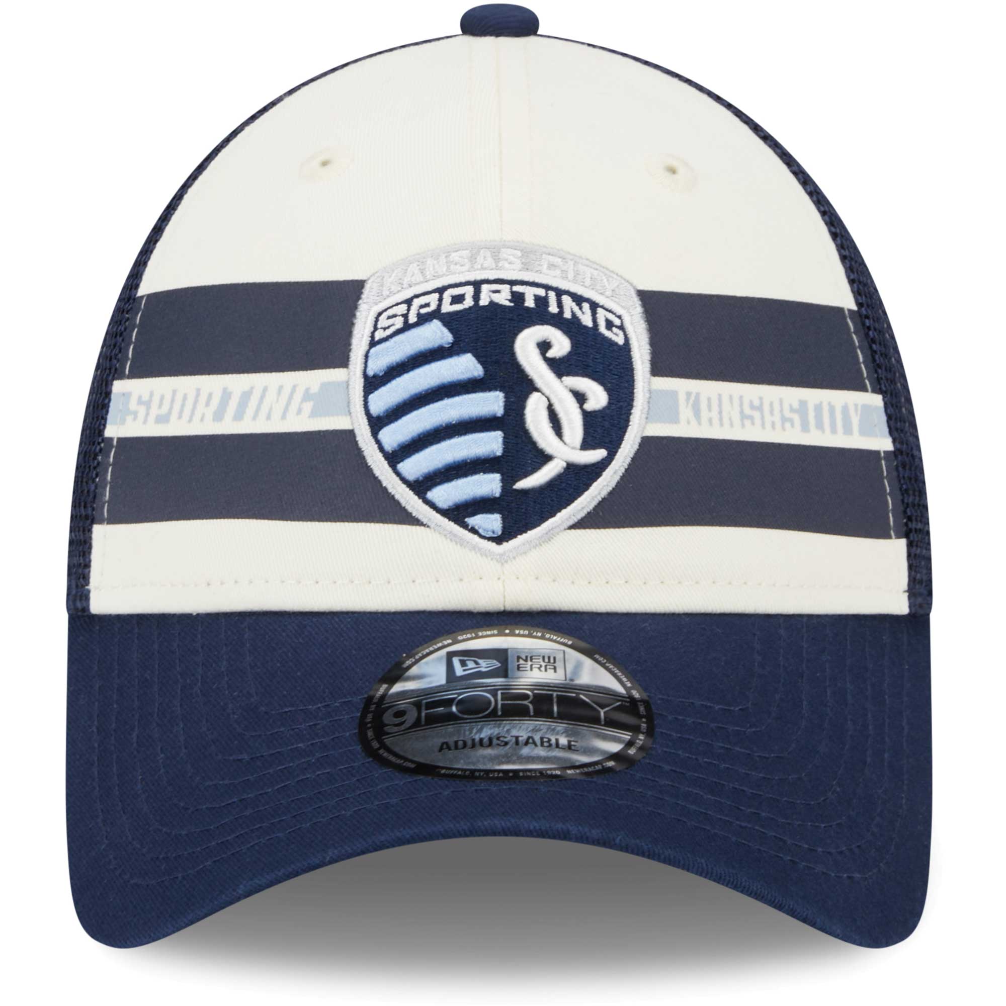 men8217s sporting kansas city new era whitenavy team stripes 9forty trucker snapback hat | Inter Miami CF Jerseys, Hats, and MLS Fan Gear