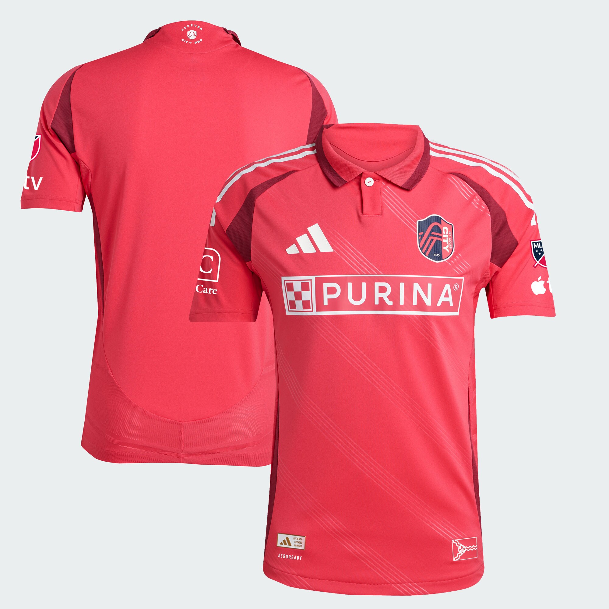 men8217s st. louis city sc adidas red 2025 forever city red authentic jersey | Inter Miami CF Jerseys, Hats, and MLS Fan Gear