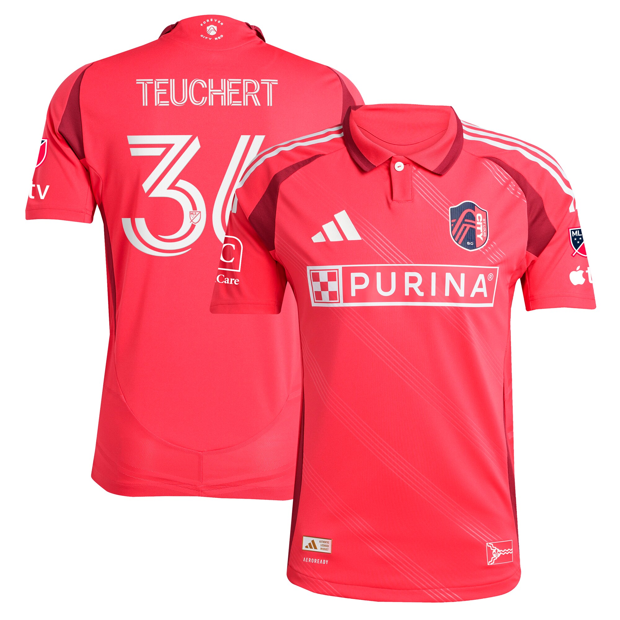 men8217s st. louis city sc cedric teuchert adidas red 2025 forever city red authentic player jersey | Inter Miami CF Jerseys, Hats, and MLS Fan Gear
