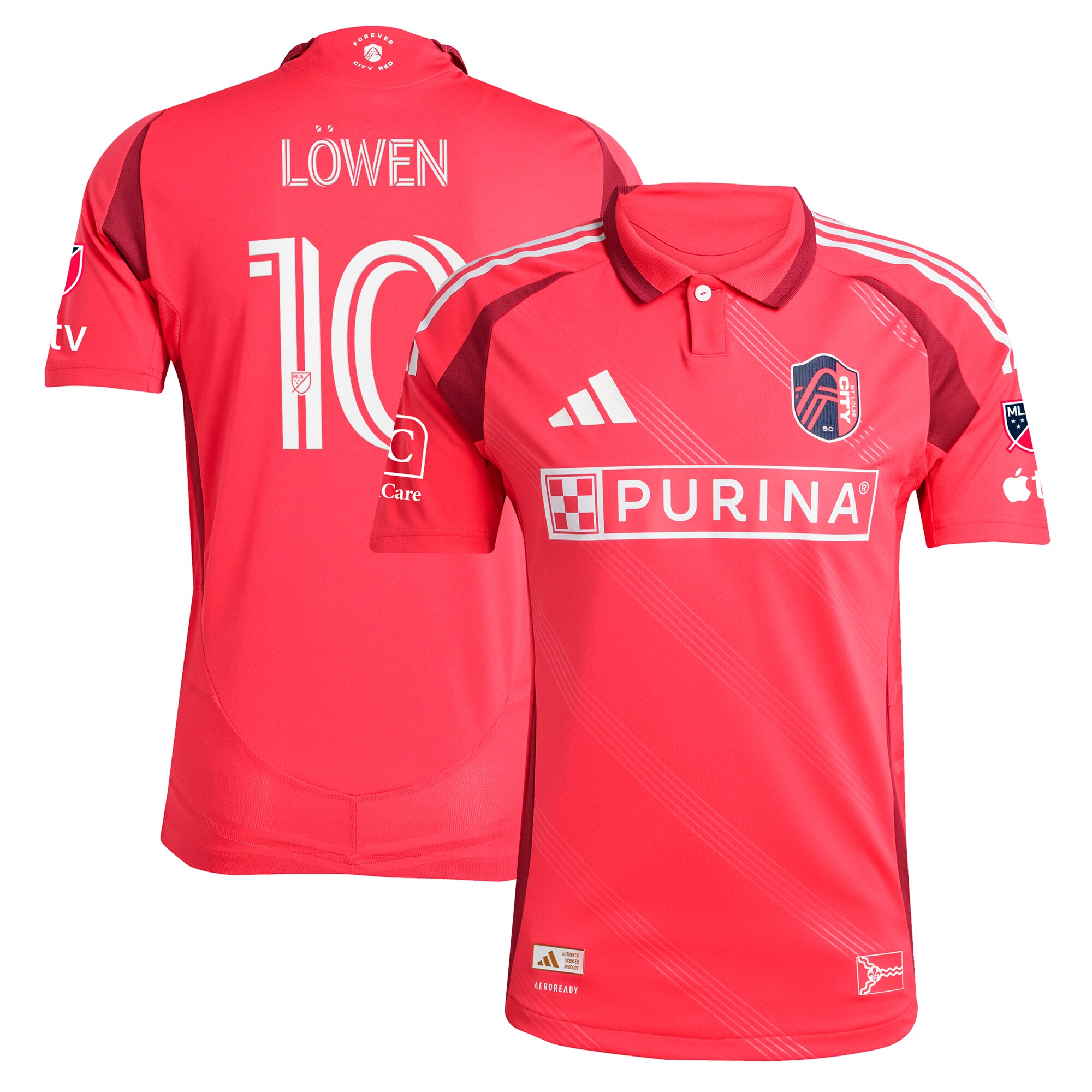 men8217s st. louis city sc eduard löwen adidas red 2025 forever city red authentic player jersey | Inter Miami CF Jerseys, Hats, and MLS Fan Gear