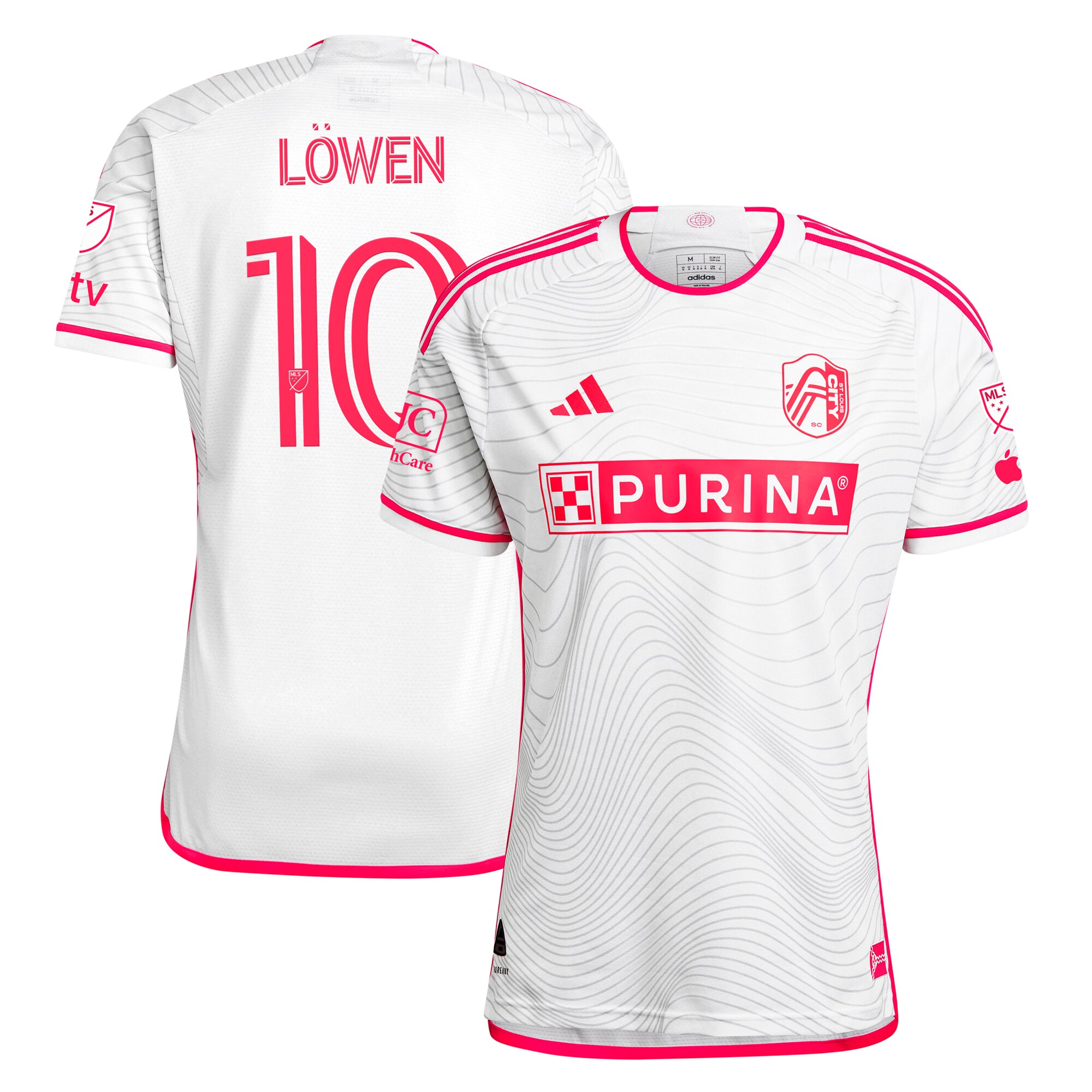 men8217s st. louis city sc eduard löwen adidas white 2024 the confluence kit authentic player jersey | Inter Miami CF Jerseys, Hats, and MLS Fan Gear