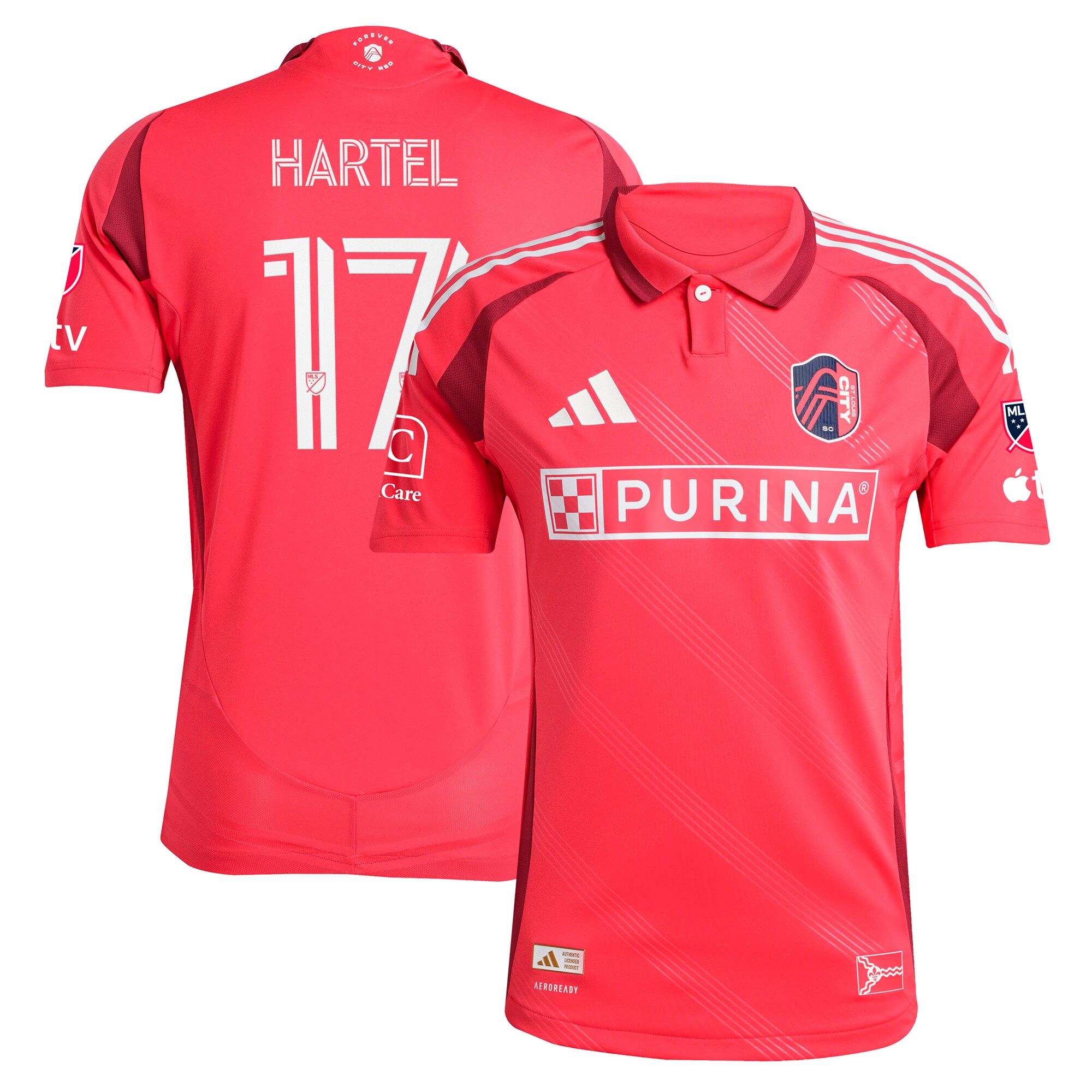 men8217s st. louis city sc marcel hartel adidas red 2025 forever city red authentic player jersey | Inter Miami CF Jerseys, Hats, and MLS Fan Gear