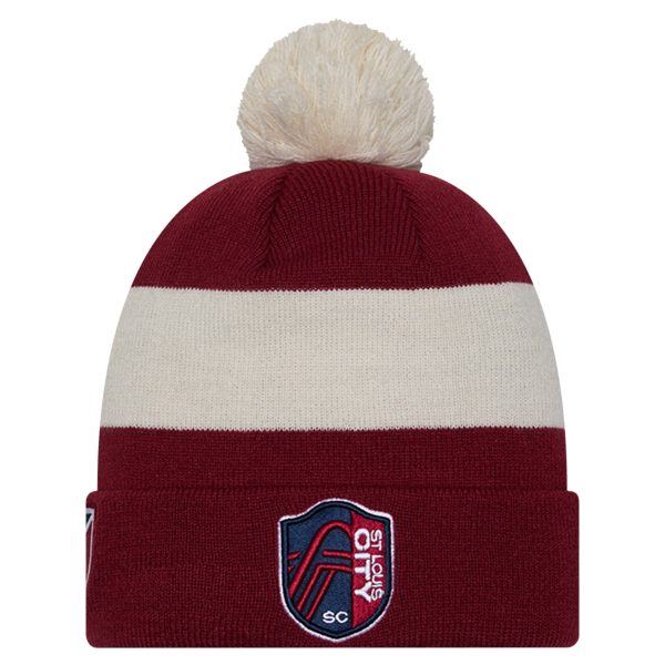 men8217s st. louis city sc new era red 2024 kick off collection cuffed knit hat with pom | Inter Miami CF Jerseys, Hats, and MLS Fan Gear