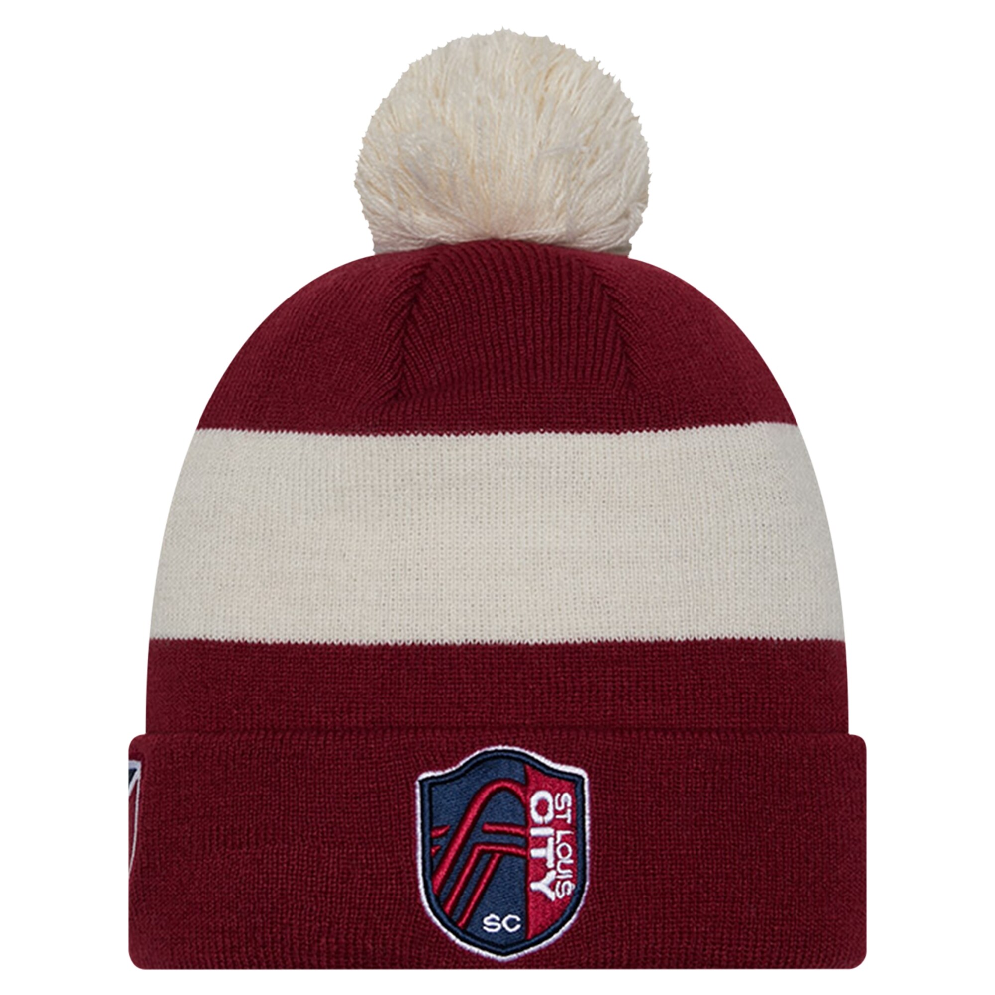 men8217s st. louis city sc new era red 2024 kick off collection cuffed knit hat with pom | Inter Miami CF Jerseys, Hats, and MLS Fan Gear