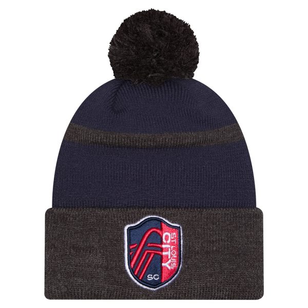 men8217s st. louis city sc new era red 2025 kickoff cuffed knit hat with pom | Inter Miami CF Jerseys, Hats, and MLS Fan Gear