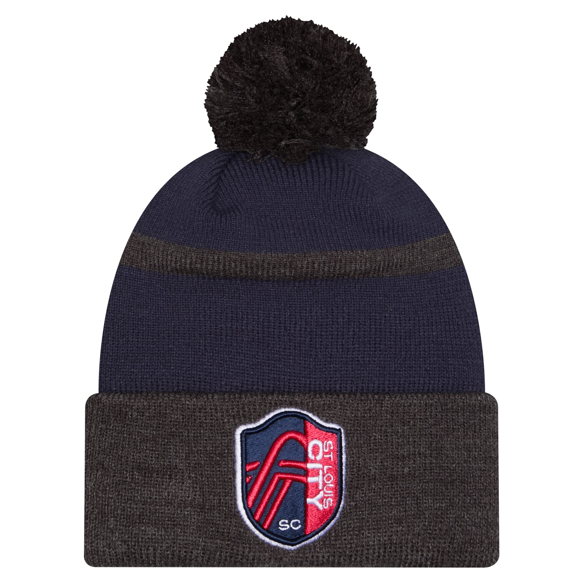 men8217s st. louis city sc new era red 2025 kickoff cuffed knit hat with pom | Inter Miami CF Jerseys, Hats, and MLS Fan Gear