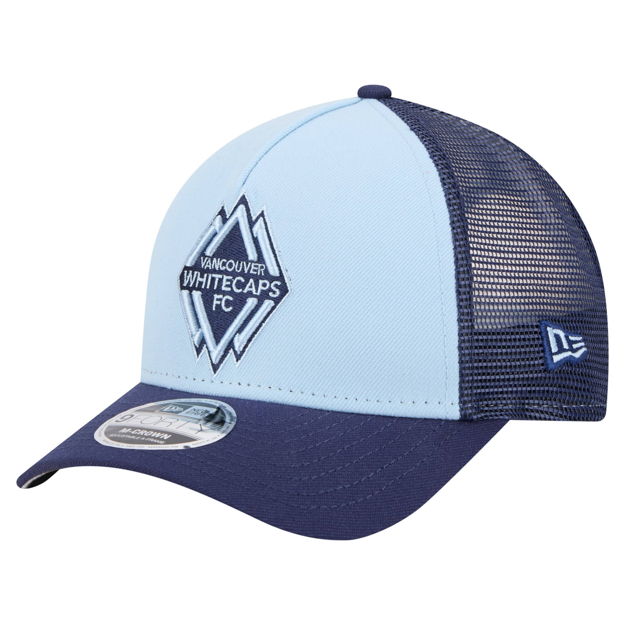men8217s vancouver whitecaps fc new era light blue color pack 9forty a-frame adjustable trucker hat | Inter Miami CF Jerseys, Hats, and MLS Fan Gear