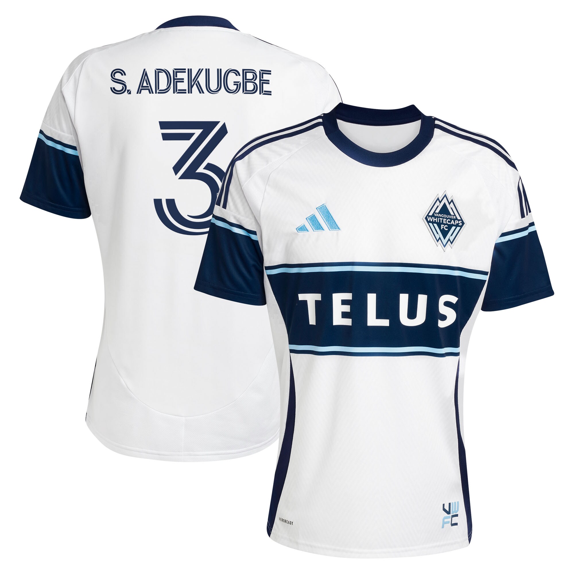 men8217s vancouver whitecaps fc samuel adekugbe adidas white 2025 the peak replica player jersey | Inter Miami CF Jerseys, Hats, and MLS Fan Gear