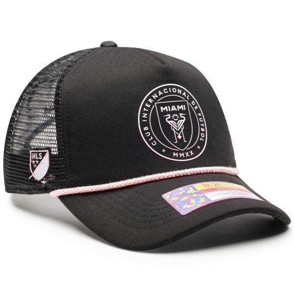 unisex inter miami cf black atmosphere adjustable trucker hat | Inter Miami CF Jerseys, Hats, and MLS Fan Gear
