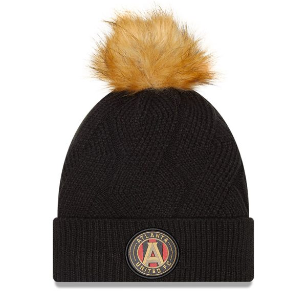 women8217s atlanta united fc new era black snowy cuffed knit hat with pom | Inter Miami CF Jerseys, Hats, and MLS Fan Gear
