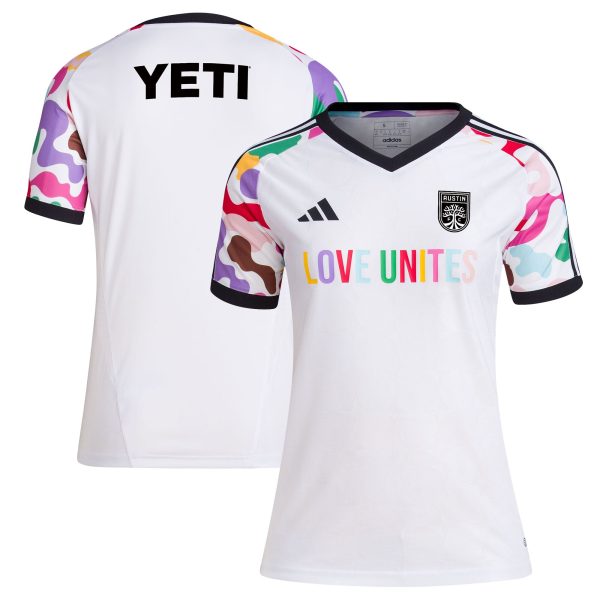 women8217s austin fc adidas white 2023 pride pre-match top | Inter Miami CF Jerseys, Hats, and MLS Fan Gear