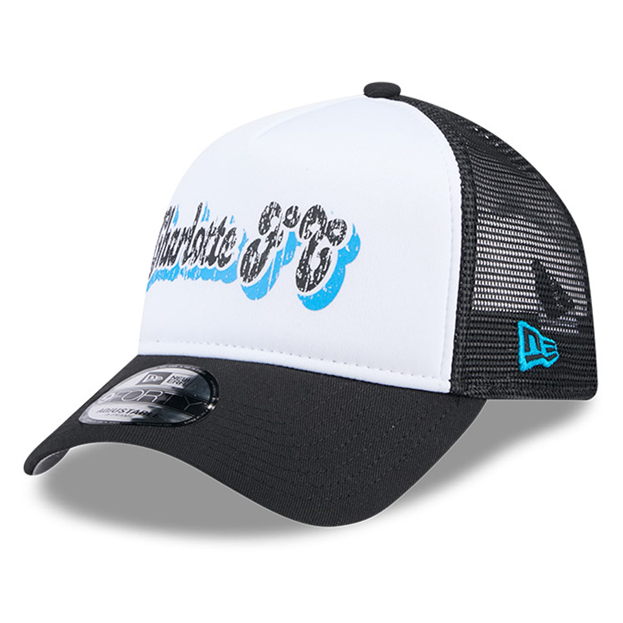 women8217s charlotte fc new era whiteblack throwback a-frame trucker 9forty snapback hat | Inter Miami CF Jerseys, Hats, and MLS Fan Gear