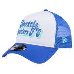 women8217s seattle sounders fc new era whiteblue throwback a-frame trucker 9forty snapback hat | Inter Miami CF Jerseys, Hats, and MLS Fan Gear