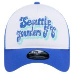 women8217s seattle sounders fc new era whiteblue throwback a-frame trucker 9forty snapback hat | Inter Miami CF Jerseys, Hats, and MLS Fan Gear