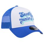 women8217s seattle sounders fc new era whiteblue throwback a-frame trucker 9forty snapback hat | Inter Miami CF Jerseys, Hats, and MLS Fan Gear