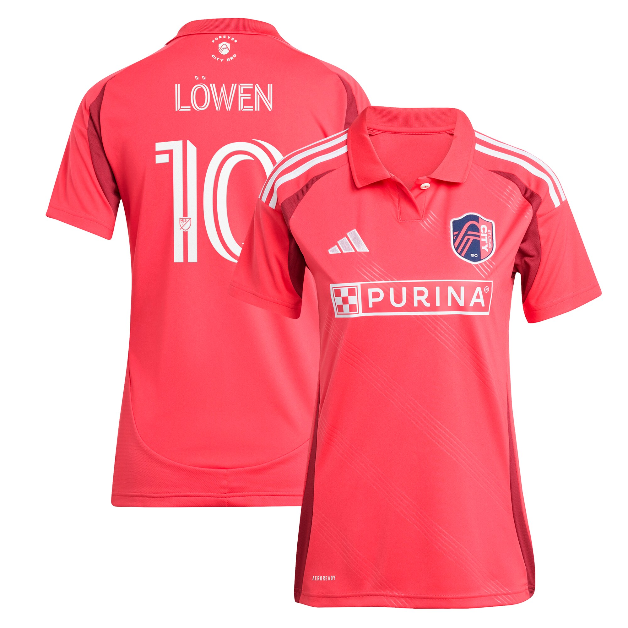 women8217s st. louis city sc eduard löwen adidas red 2025 forever city red replica player jersey | Inter Miami CF Jerseys, Hats, and MLS Fan Gear