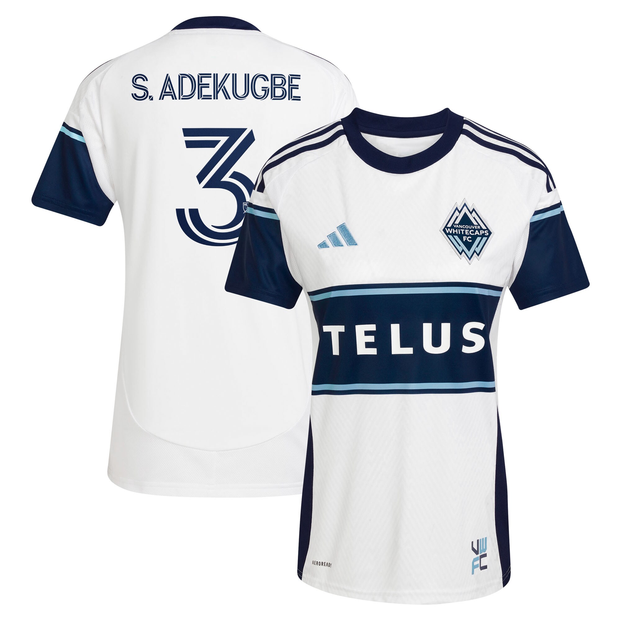 women8217s vancouver whitecaps fc samuel adekugbe adidas white 2025 the peak replica player jersey | Inter Miami CF Jerseys, Hats, and MLS Fan Gear