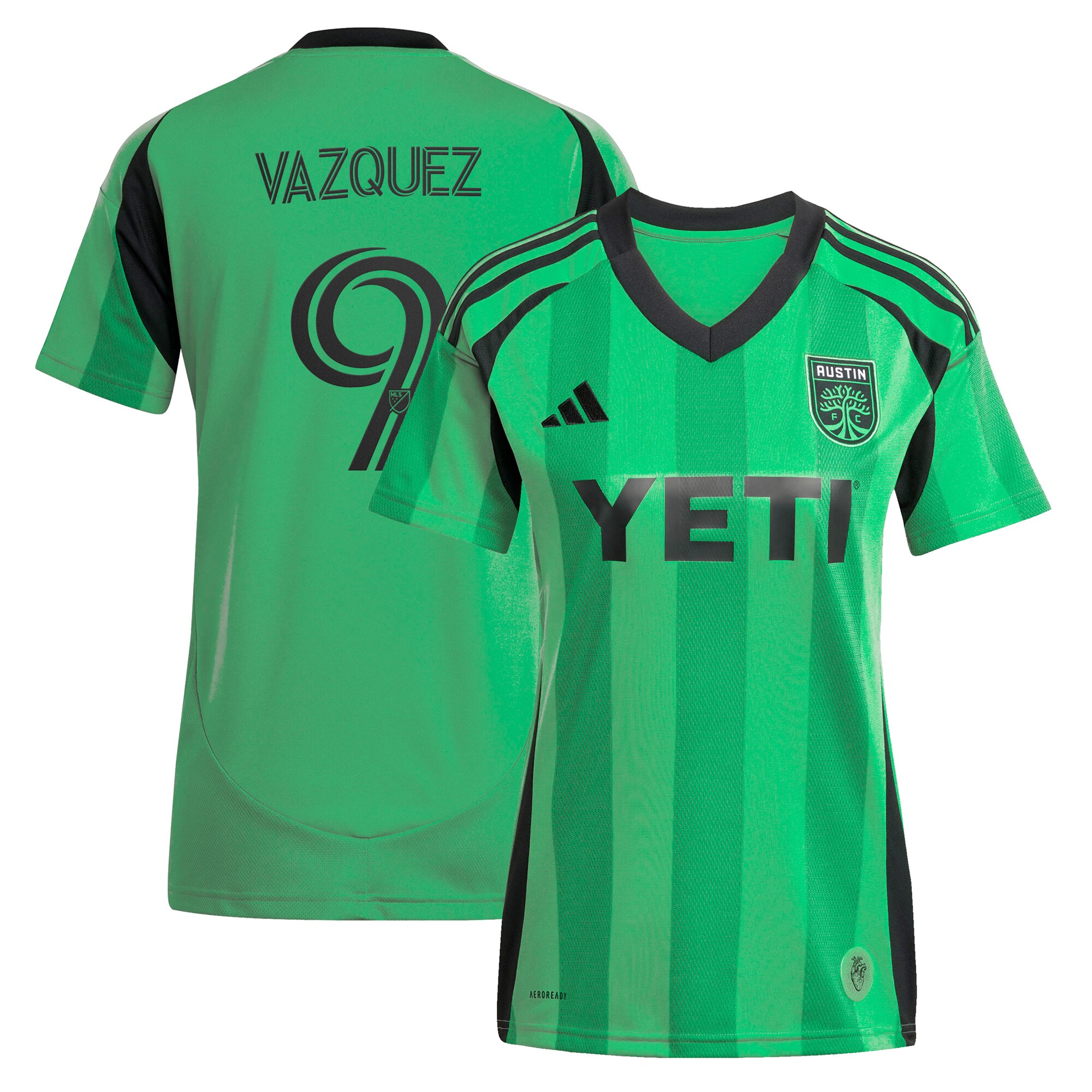 youth austin fc brandon vazquez adidas green 2025 the heartbeat kit replica player jersey | Inter Miami CF Jerseys, Hats, and MLS Fan Gear