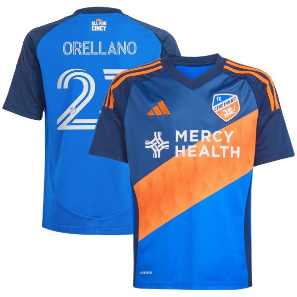 youth fc cincinnati luca orellano adidas blue 2025 orange and blue legacy kit replica player jersey | Inter Miami CF Jerseys, Hats, and MLS Fan Gear